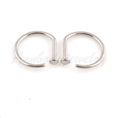 Solid Titanium Nose Ring Open D Hoop 18 Gauge 18G 16g 5/16''(8mm) New Style