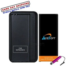 AceSoft 7220mAh Spare Battery Charger for AT&T Samsung Galaxy Note 4 SM-N910A US