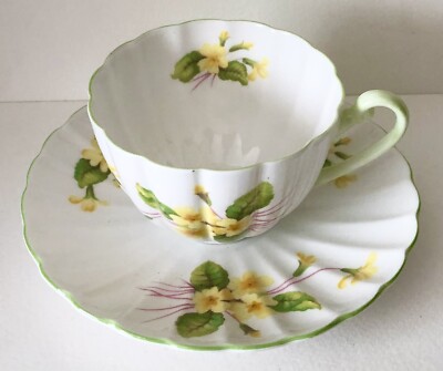 Vintage Shelley Porcelain England Yellow Primrose Teacup Tea Cup & Saucer