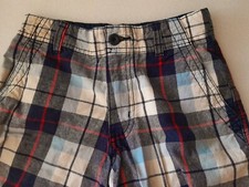 Faded Glory Boys Dark Navy Plaid Shorts Adjustable Waist Pockets Size 6