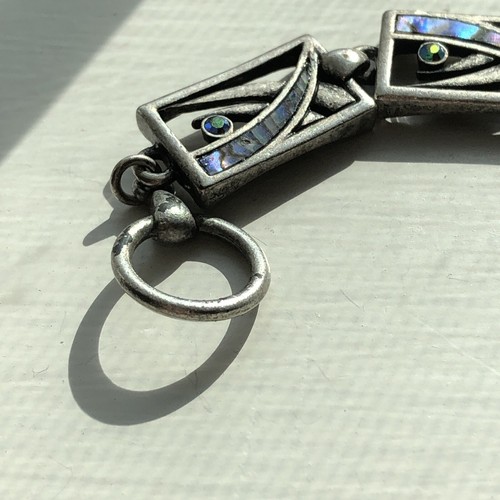 Lia Sophia “Astral” Abalone & Crystal Accent Silver Tone Toggle Bracelet - Picture 6 of 13