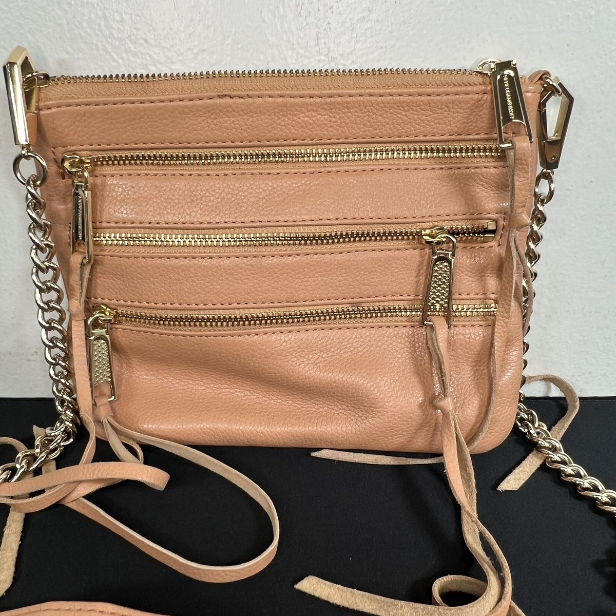 Rebecca Minkoff Tan and Gold Zippered Bag Leather crossbody bag Rebecca Minkoff Beige in Leather  main image 3