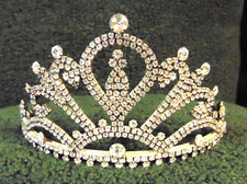 Beautiful Silver Plate Large Rivoli Rhinestone Princess Queen Bride Crown Tiara