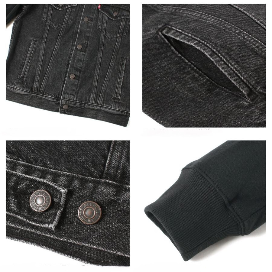 Levi's Mens Hybrid Hooded Trucker Jacket Color Black 745130001