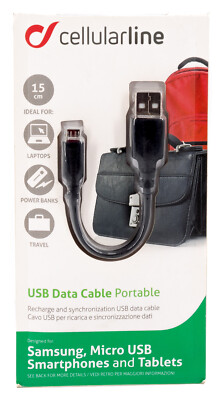 Cellularline Micro USB 15cm Kabel Ladekabel Datenkabel Handy Tablet Adapter 206