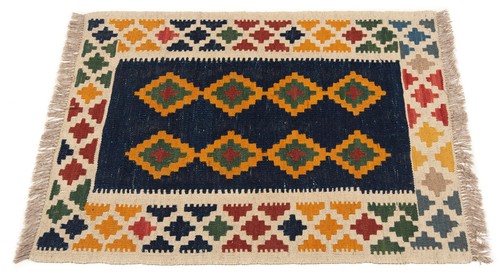 Kelim Handgewebter Perserteppich 83 x62 cm-Nomadic,Orient,kilim,Nachtblau,Carpet - Bild 2 von 4