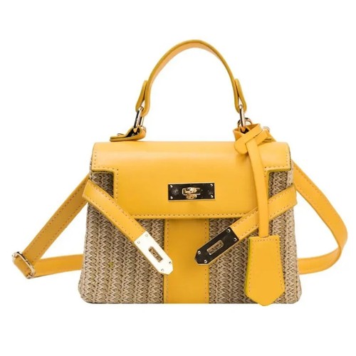Mujeres Bolsos de Mano Tejidos Hombro Bandolera Bolsos Verano Playa Ratán Solapa Pequeña - Imagen 27 de 28