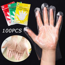 100 Pcs Plastic Disposable Gloves for Kitchen Cooking Cleaning Clear Waterproof