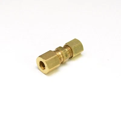 1/4- 3/16 OD Compression Copper Tube Union Straight Joiner Fitting Air Gas Water - Image 1 of 4