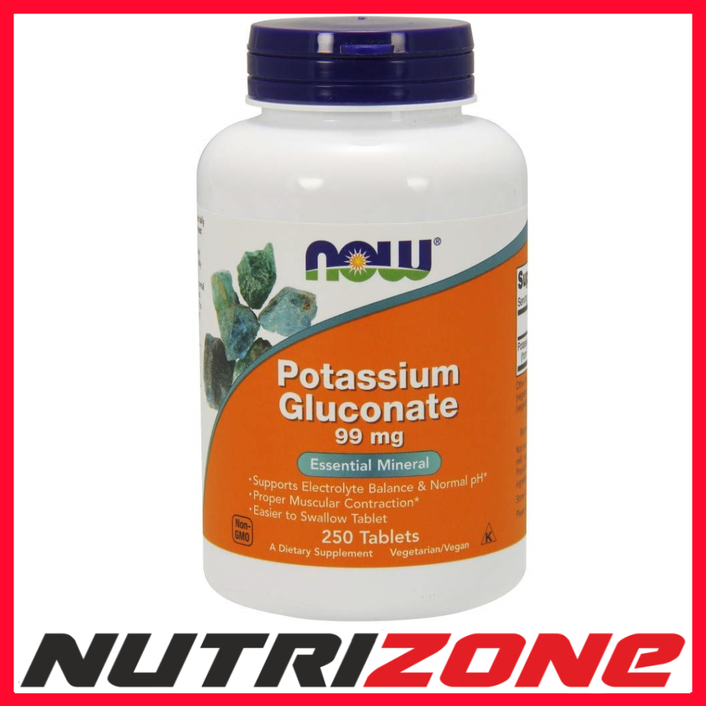 Now Foods Potassium Gluconate 99mg Electrolyte Balance Muscle Health 250 tablets