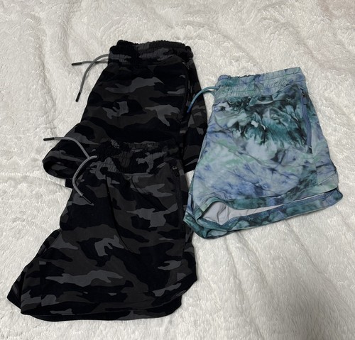 3 X Lot Athleta Girl Size XXL (16) All Play Running Shorts - Camo & Tye Dye