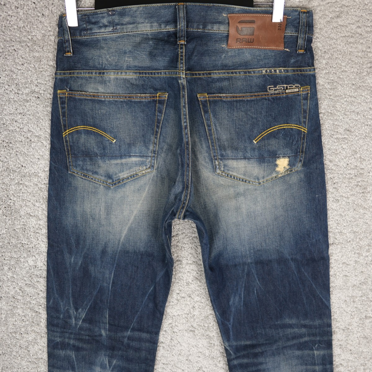 G-STAR RAW Denim ダークブルー ジーンズ　ストレート　w32 G-STAR RAW 3301 STRAIGHT W32 L34 DARK BLUE DESTROY RUGBY