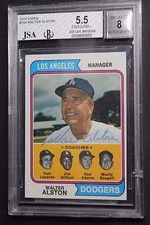 WALT ALSTON (d.1984) HOF St Louis Cardinals LA Dodgers Autograph 1974 Topps JSA