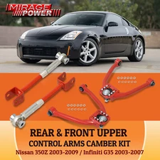 For 03-07 Infiniti G35 350Z Front & Rear Adjustable Control Arms Camber Kit Red