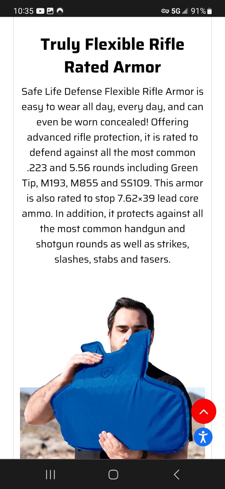 Safelife Defense Flexible Rifle Armor (FRAS) Size XL eBay