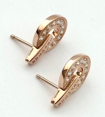 AUTHENTIC BVLGARI BULGARI DIAMOND EARRINGS 18K ROSE GOLD