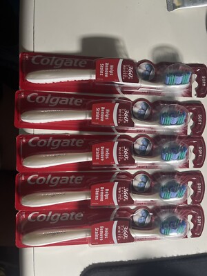 Lot of 5 Colgate 360 Optic White Helps Remove Stains SOFT Toothbrush