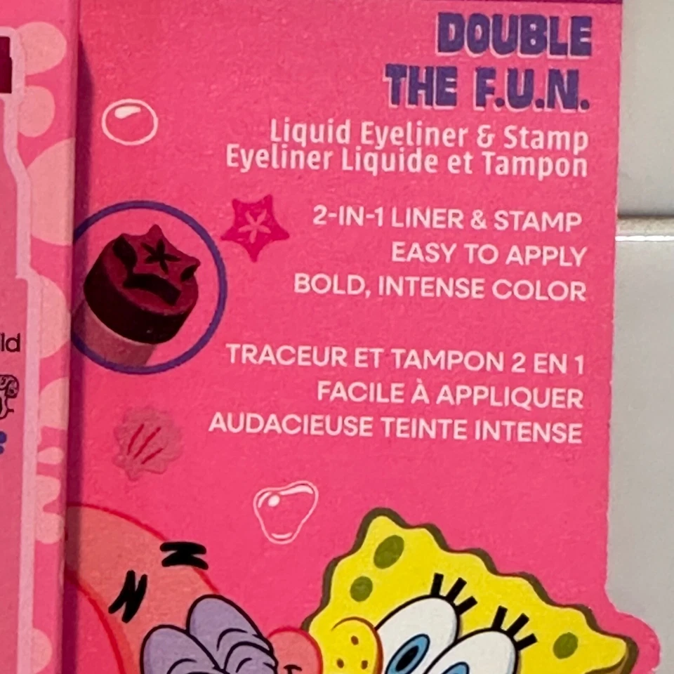 3pc Wet N Wild SpongeBob Double the FUN Liquid Eyeliner & Stamp Black Pink Green - Image 3 of 4