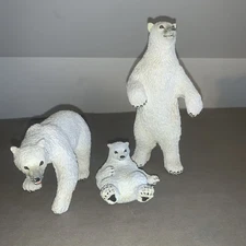 Safari Ltd - Vanishing Wild - Polar Bear Set - Male, Female & Cub - 1990 - VTG