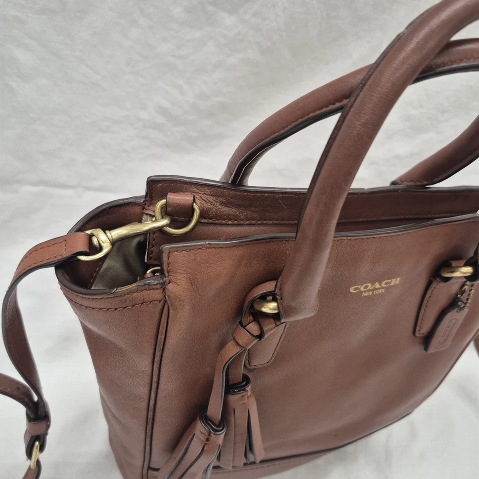 ТРЕНЕР мини желтовато-коричневый наследие коричневый кожаный через плечо сумка сумочка - Изображение 3 из 4