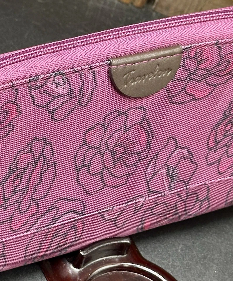 Cartera de muñeca Travelon floral violeta con cremallera alrededor nueva sin etiquetas Foto 4 de 4