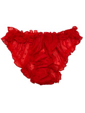 NWT VICTORIA'S SECRET Bikini Sz S-M-XL Red Mesh Hearts Shiny Metallic Shimmer
