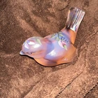 Fenton Glass Bird Hand Painted Artist Signed S. Hart Iridescent Pink  Opal Color