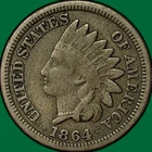 1864 Copper Nickel Indian Head Cent Fine F Coin #43289