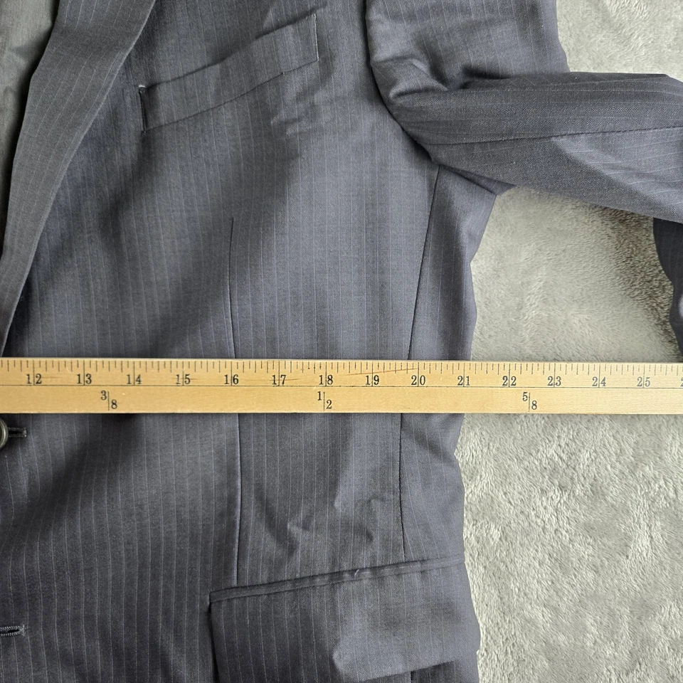 Chaqueta Blazer John Varvatos Bedford Hombres 42 Corto Gris Rayas Lana Abrigo Deportivo Foto 4 de 4