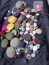 Reclaimed, recycled vintage old buttons Job Lot FABRIC BUTTONS 1930's - 1990's