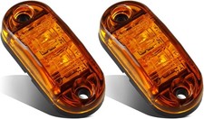 2x Oval 2.5" Trailer Truck Amber Led Side Marker Lights Lamps 2 Diodes Surface M