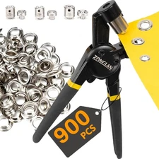 Multi Size Handheld Eyelet Tool Plier Rivet Press with 900 pcs Silver Gromm