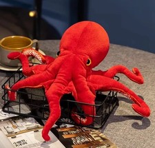 Red Octopus Squid 15" Pillow Stuffed Animal Plush Toys Toddler Doll Kids Gifts