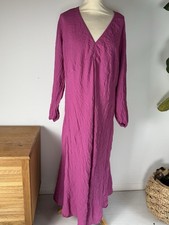 Hush Venus Relaxed Volume Maxi Dress in Fuchsia Uk 14 cotton A-shape