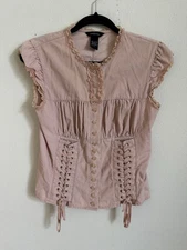 Vintage Y2K Moda International Corset Cotton Pink Coquette Top Size A