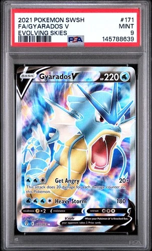 2021 POKEMON SWORD & SHIELD EVOLVING SKIES #171 FULL ART/GYARADOS V PSA 9