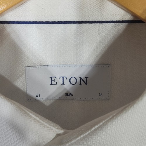 Camisa de Vestir Eton Para Hombre 16 41 Calce Ajustado Texturizada Formal Manga Larga Hecha en Europa - Imagen 4 de 9