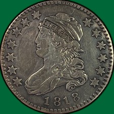 1818 Capped Bust Quarter Choice Very Fine VF+/XF Coin, Cleaned #44406