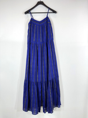 BA&SH Kleid Damen Gr.0 Maxi Lang Ausgestellt Ärmellos Träger Gemustert