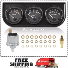 2" 52mm 3-in-1 Auto Car Triple Gauge Set Kit Water Temp Oil Pressure Volt Meter