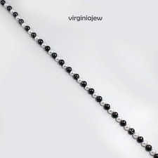 South Sea "Ulleungdo" 8.00 MM White & Platinum Black Pearl Natural Strand 15"