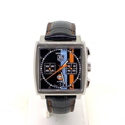 TAG Heuer Monaco Men's Stainless Steel Black Dial Watch - CW211A