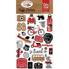 Echo Park Puffy Stickers "Let's go anywhere" travel, road trip - New