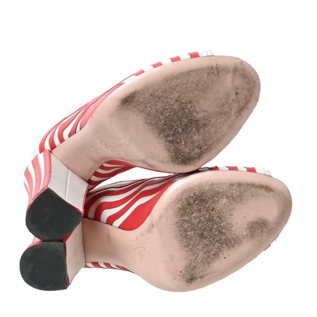 FENDI Striped Leather Open Toe PUMPS Used CYHE-0 thumbnail 6