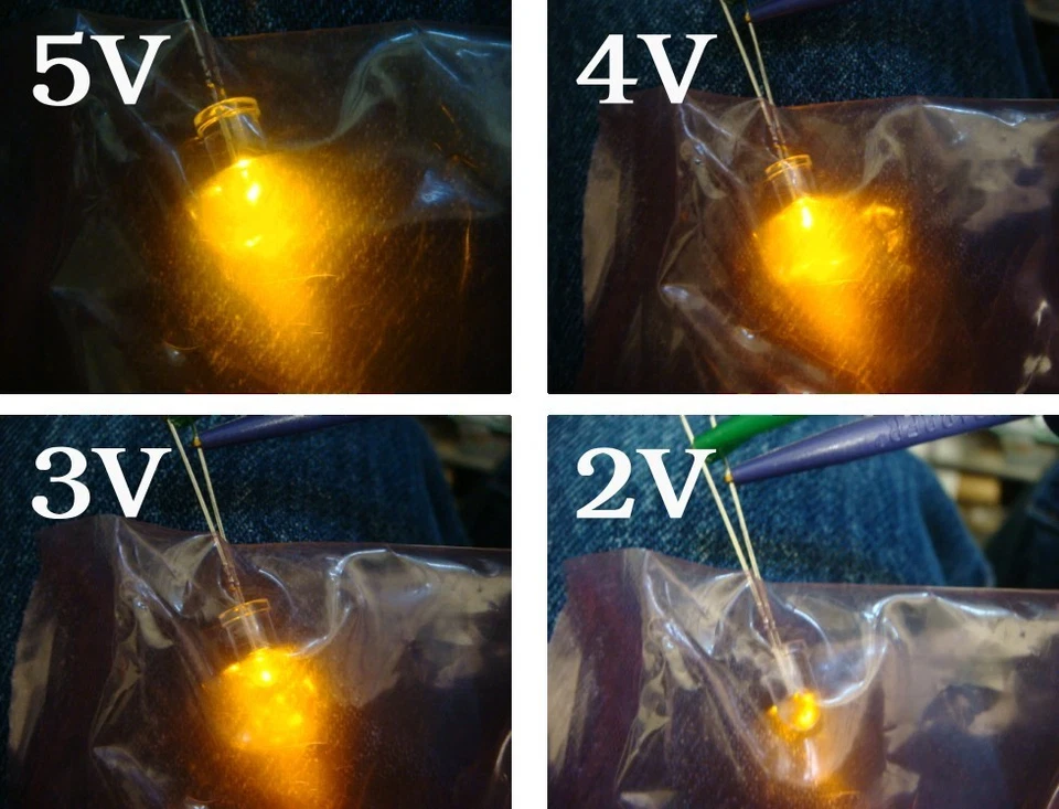 UN Lote 500 LEDES ÁMBAR BRILLANTES HLMP-EL27 sueltos paquete transparente de 5 mm -- NUEVO Y SIN USAR Foto 2 de 4