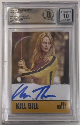 #ad Uma Thurman Signed Kill Bill Custom Trading Card Beckett Witnessed Auto Grade 10 $248.99