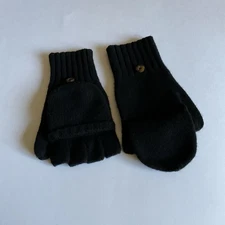 MADEWELL WOMENS POP TOP FINGERLESS GLOVES MITTENS 100% MERINO WOOL BLACK OS NWOT