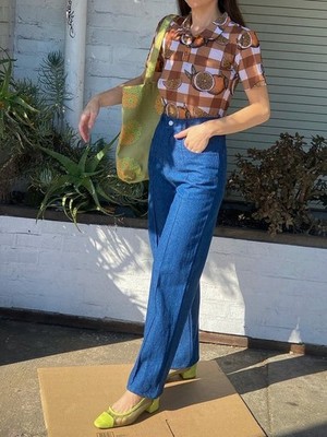 Lisa Says Gah Robyn Jeans High Rise Wide Leg Front Seam Dark Indigo Denim 28