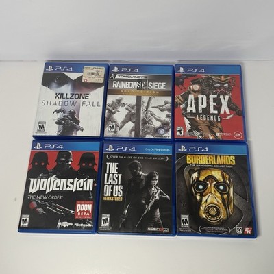PS4 Game Bundle 6 Wolfenstein Last of Us Remastered Borderlands Killzone Siege