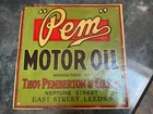 Original Vintage Pem Motor Oil Can Tin Gas Shop Advertising not Enamel Sign 1940